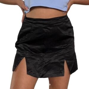 Zara Black Dual Slit Skirt Sleek Side Zip Mini Skirt Size Small